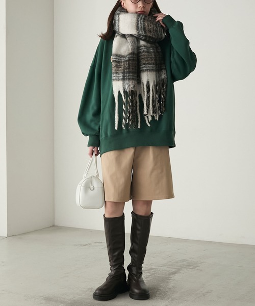 BONLECILL（ボンルシール）の「BIGシャギーチェックマフラー/ストール（マフラー・レディース・ブルー/ピンク/アイボリー/ブラック・FREE）」の14枚目の写真