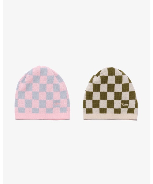 KEBOZ(ケボズ)の「CHECKERBOARD BEANIE(ニットキャップ/ビーニー・レディース・クリーム/ピンク・FREE)」の7枚目の写真