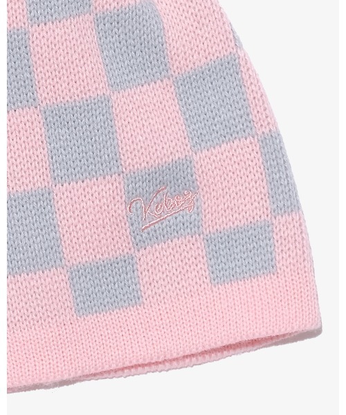 KEBOZ(ケボズ)の「CHECKERBOARD BEANIE(ニットキャップ/ビーニー・レディース・クリーム/ピンク・FREE)」の6枚目の写真