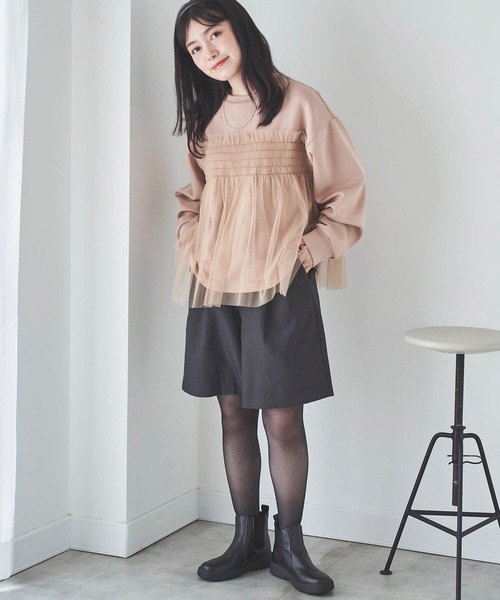 mil(ミル)の「【150㎝前後の小柄さんサイズ】ダブルタック ハーフパンツ(その他パンツ・レディース・チャコールグレー/グレイッシュベージュ/ダークブラウン・XS/S)」の11枚目の写真
