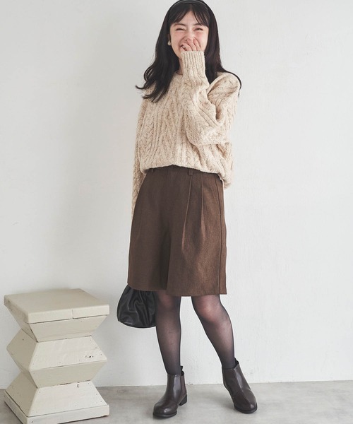 mil(ミル)の「【150㎝前後の小柄さんサイズ】ダブルタック ハーフパンツ(その他パンツ・レディース・チャコールグレー/グレイッシュベージュ/ダークブラウン・XS/S)」の18枚目の写真