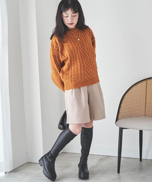 mil(ミル)の「【150㎝前後の小柄さんサイズ】ダブルタック ハーフパンツ(その他パンツ・レディース・チャコールグレー/グレイッシュベージュ/ダークブラウン・XS/S)」の20枚目の写真