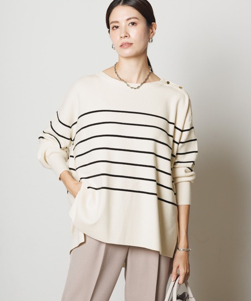 Elura（エルーラ）の「濃密なめらか肩ボタンプルオーバー／134029（ニット/セーター・レディース・ネイビー/グリーン/ダークネイビー/ブラック系その他・FREE）」の5枚目の写真