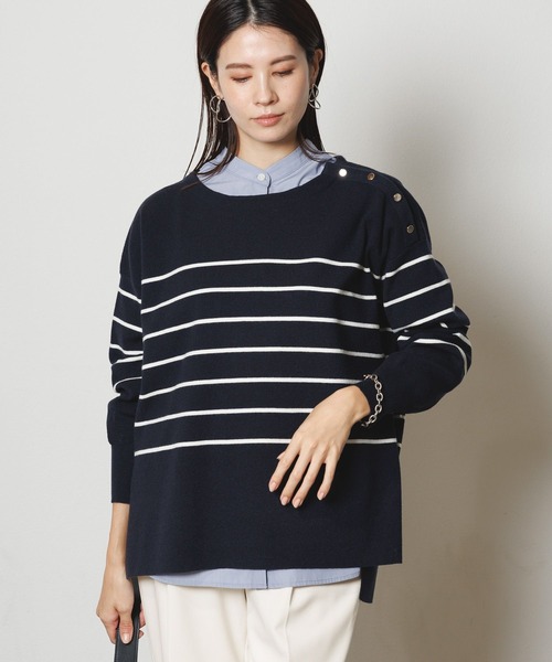 Elura（エルーラ）の「濃密なめらか肩ボタンプルオーバー／134029（ニット/セーター・レディース・ネイビー/グリーン/ダークネイビー/ブラック系その他・FREE）」の17枚目の写真