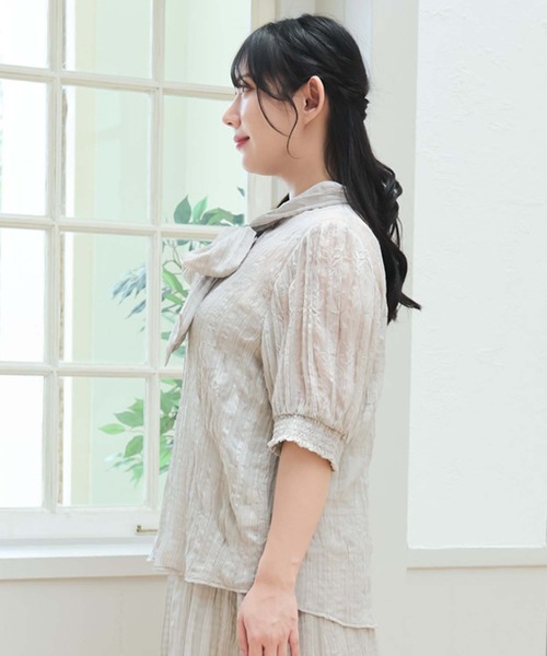 リンカブル　チェックシアーブラウス SHEERSUCKER CHECK BLOUSE / シアーサッカーチェックブラウス
