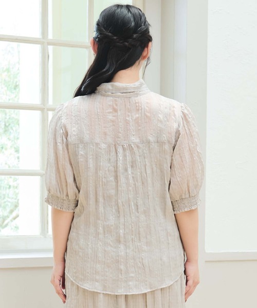 LL～4L 大きいサイズ】チェック柄シアーブラウス（シャツ