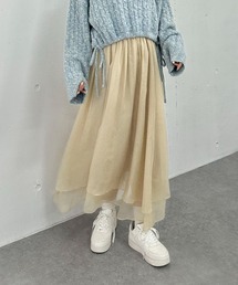 箔シフォンイレヘムティアードスカート