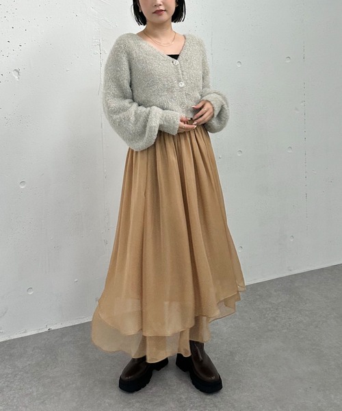 archives（アルシーヴ）の「箔シフォンイレヘムティアードスカート（スカート・レディース・グレー/アイボリー/ブラック/モカ・MEDIUM）」の15枚目の写真