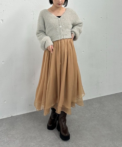 archives（アルシーヴ）の「箔シフォンイレヘムティアードスカート（スカート・レディース・グレー/アイボリー/ブラック/モカ・MEDIUM）」の16枚目の写真