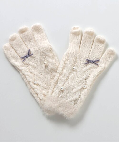 apres les cours（アプレレクール）の「ハートケーブルニット手袋（手袋・キッズ・ピンク/アイボリー/サックスブルー・95/120/140）」の10枚目の写真