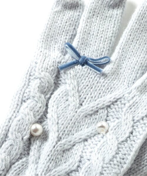 apres les cours（アプレレクール）の「ハートケーブルニット手袋（手袋・キッズ・ピンク/アイボリー/サックスブルー・95/120/140）」の15枚目の写真