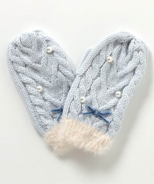 apres les cours（アプレレクール）の「ハートケーブルニット手袋（手袋・キッズ・ピンク/アイボリー/サックスブルー・95/120/140）」の17枚目の写真