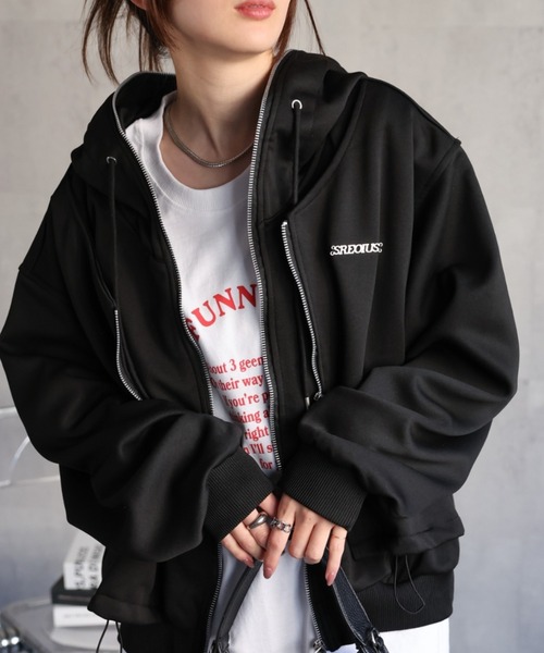 セール】＜ユニセックス＞ダブルジップ レイヤードパーカー/フーディー