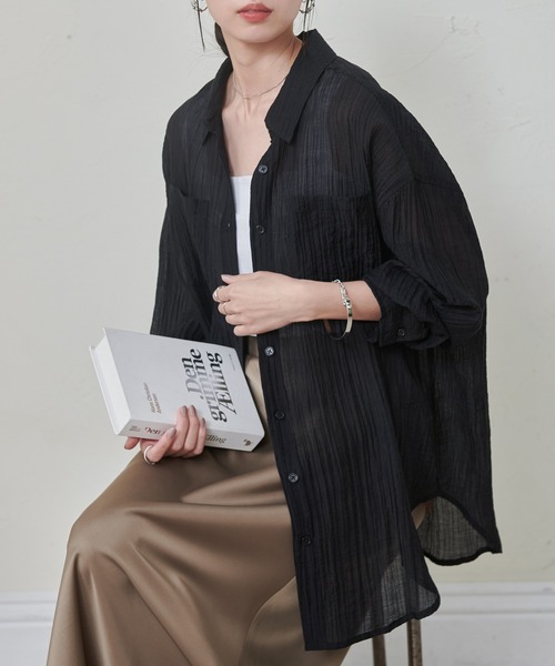 RANAN(ラナン)の「バックスリットシアーシャツ(シャツ/ブラウス・レディース・ホワイト/イエロー/ブラック・M/L/LL)」の2枚目の写真