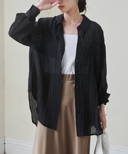 RANAN(ラナン)の「バックスリットシアーシャツ(シャツ/ブラウス・レディース・ホワイト/イエロー/ブラック・M/L/LL)」の5枚目の写真