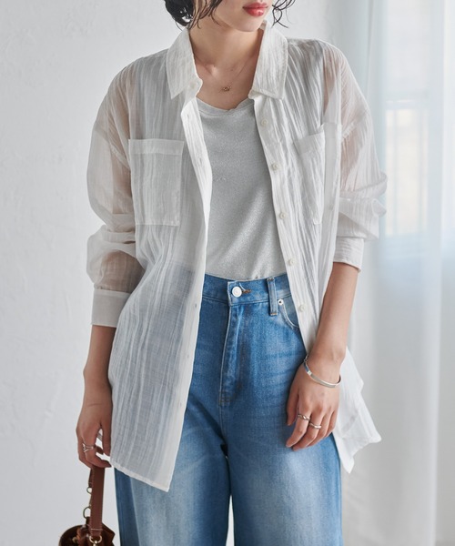 RANAN(ラナン)の「バックスリットシアーシャツ(シャツ/ブラウス・レディース・ホワイト/イエロー/ブラック・M/L/LL)」の6枚目の写真