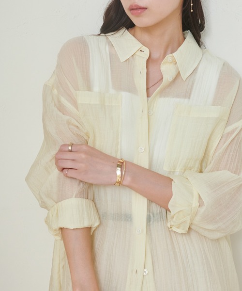 RANAN(ラナン)の「バックスリットシアーシャツ(シャツ/ブラウス・レディース・ホワイト/イエロー/ブラック・M/L/LL)」の7枚目の写真
