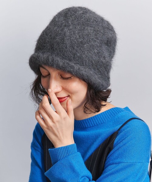 beauty＆youth アンゴラ混 ニットキャップ アンゴラ混 ニットキャップを使った人気ファッション