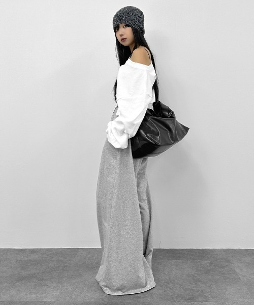 【美品】elu. エル　ブルックリントップス　グレー　スウェット　Sサイズ リフ Riff ショート丈トップス スウェット プルオーバー