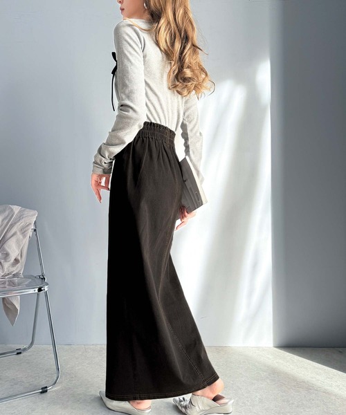 classicalelf（クラシカルエルフ）の「ヴィンテージライクなデニムスタイルに。ストレッチデニム素材ロングタイトスカート（デニムスカート・レディース・ブラック系/ブルー系・X-LARGE/LARGE/MEDIUM/SMALL）」の8枚目の写真