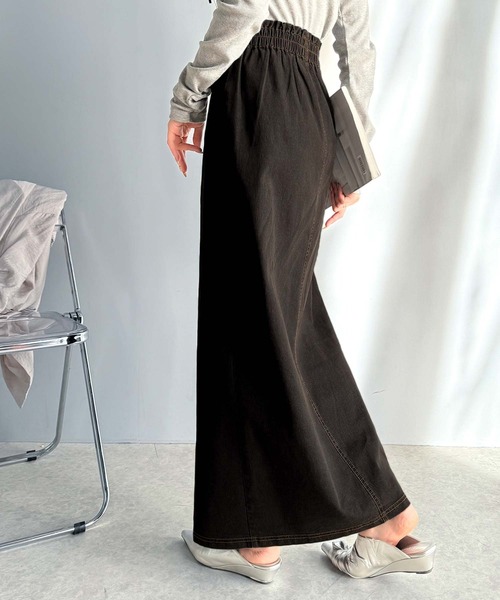 classicalelf（クラシカルエルフ）の「ヴィンテージライクなデニムスタイルに。ストレッチデニム素材ロングタイトスカート（デニムスカート・レディース・ブラック系/ブルー系・X-LARGE/LARGE/MEDIUM/SMALL）」の16枚目の写真