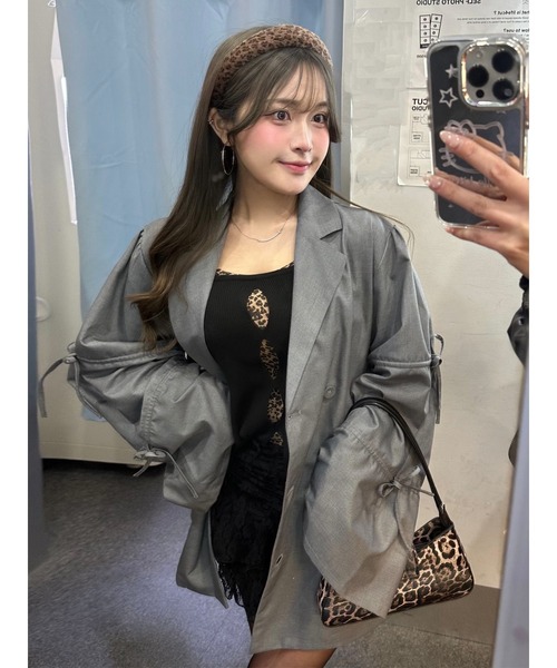 jouetie（ジュエティ）の「スリーブリボンジャケットミニワンピース【セットアップ対応】卒業式 入学式 バレエコア 春服（テーラードジャケット・レディース・ピンク/グレー/ネイビー/ベージュ・MEDIUM）」の10枚目の写真