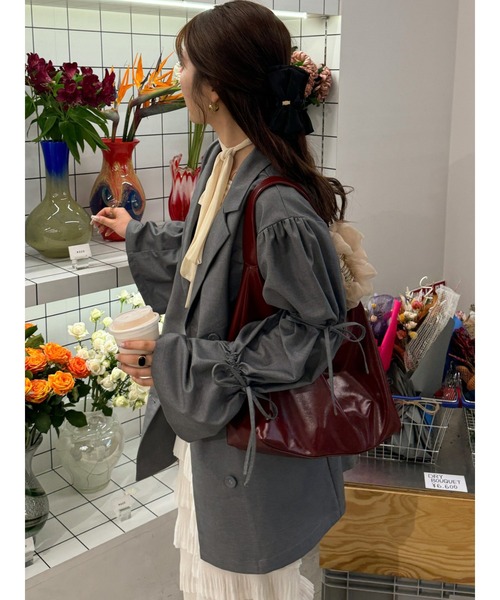 jouetie（ジュエティ）の「スリーブリボンジャケットミニワンピース【セットアップ対応】卒業式 入学式 バレエコア 春服（テーラードジャケット・レディース・ピンク/グレー/ネイビー/ベージュ・MEDIUM）」の5枚目の写真