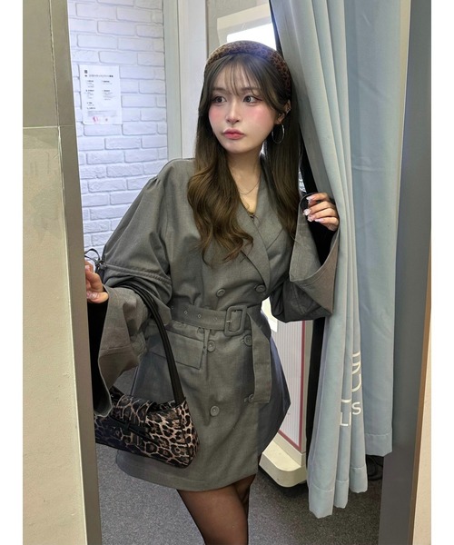 jouetie（ジュエティ）の「スリーブリボンジャケットミニワンピース【セットアップ対応】卒業式 入学式 バレエコア 春服（テーラードジャケット・レディース・ピンク/グレー/ネイビー/ベージュ・MEDIUM）」の9枚目の写真