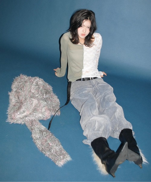 musubore（ムスボレ）の「2way half lace tops / ハーフレーストップス（Tシャツ/カットソー・レディース・ブラック/グリーン/ネイビー・FREE）」の17枚目の写真