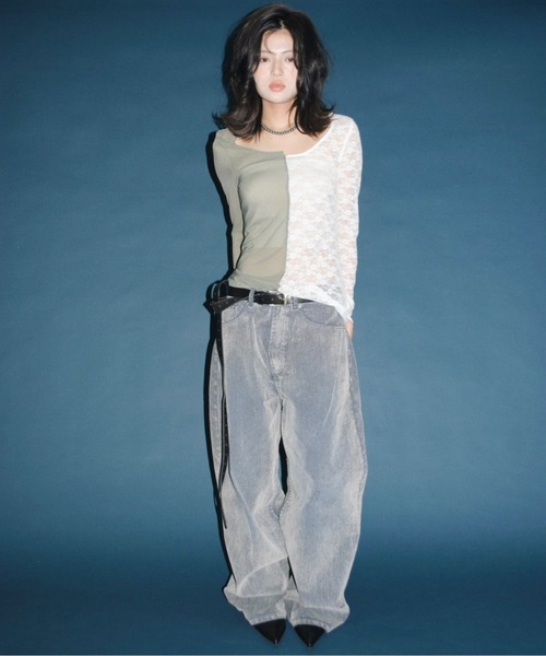 musubore（ムスボレ）の「2way half lace tops / ハーフレーストップス（Tシャツ/カットソー・レディース・ブラック/グリーン/ネイビー・FREE）」の18枚目の写真