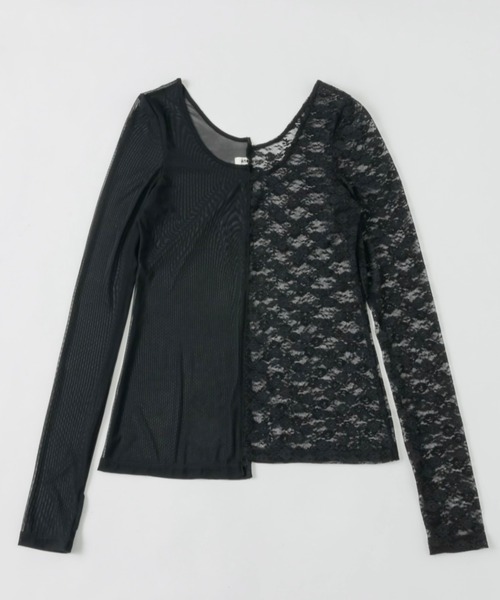 musubore（ムスボレ）の「2way half lace tops / ハーフレーストップス（Tシャツ/カットソー・レディース・ブラック/グリーン/ネイビー・FREE）」の21枚目の写真