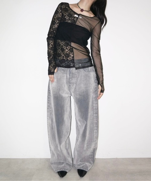 musubore（ムスボレ）の「2way half lace tops / ハーフレース