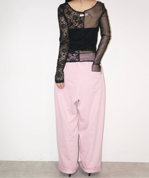 【名入れ無料】 2way half lace tops / ハーフレーストップス（Tシャツ トップス