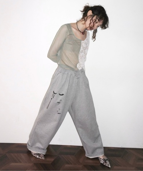 【美品】musubore プリーツプリントトップス オイスター 牡蠣 pleatsed print tops / プリーツプリントトップス（Tシャツ