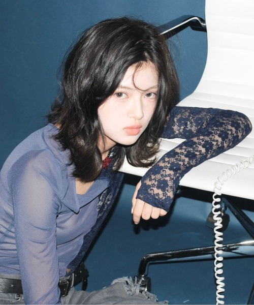 musubore（ムスボレ）の「2way half lace tops / ハーフレーストップス（Tシャツ/カットソー・レディース・ブラック/グリーン/ネイビー・FREE）」の7枚目の写真