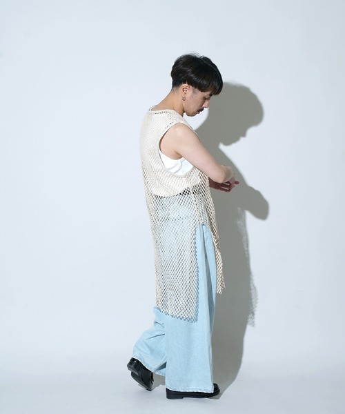 Aphlotus（アプロタス）の「ノースリーブカットオフレイヤードインナーT【無地＆メッシュ】（Tシャツ/カットソー・メンズ・ブラック系2/アイボリー系2/アイボリー系1/ブラック系1・LARGE/MEDIUM/SMALL）」の17枚目の写真