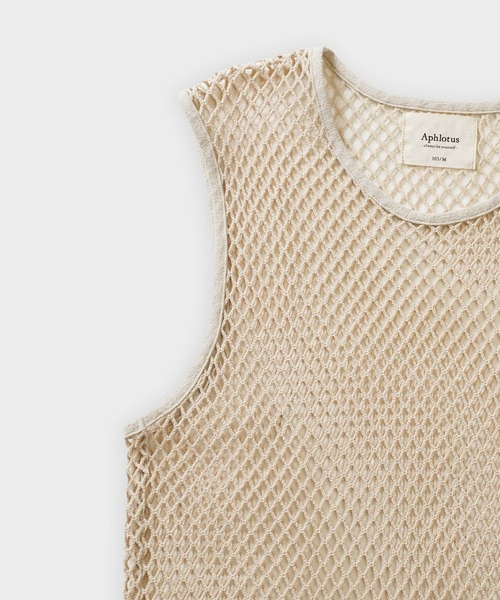 Aphlotus（アプロタス）の「ノースリーブカットオフレイヤードインナーT【無地＆メッシュ】（Tシャツ/カットソー・メンズ・ブラック系2/アイボリー系2/アイボリー系1/ブラック系1・LARGE/MEDIUM/SMALL）」の7枚目の写真