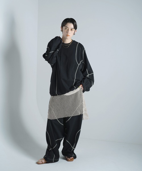 Aphlotus（アプロタス）の「ノースリーブカットオフレイヤードインナーT【無地＆メッシュ】（Tシャツ/カットソー・メンズ・ブラック系2/アイボリー系2/アイボリー系1/ブラック系1・LARGE/MEDIUM/SMALL）」の8枚目の写真