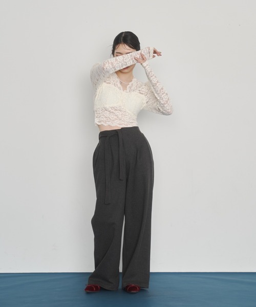 Happy John（ハッピージョン）の「lace blouse/レースブラウス[カップ付き]（シャツ/ブラウス・レディース・ブラック/ホワイト・FREE）」の3枚目の写真