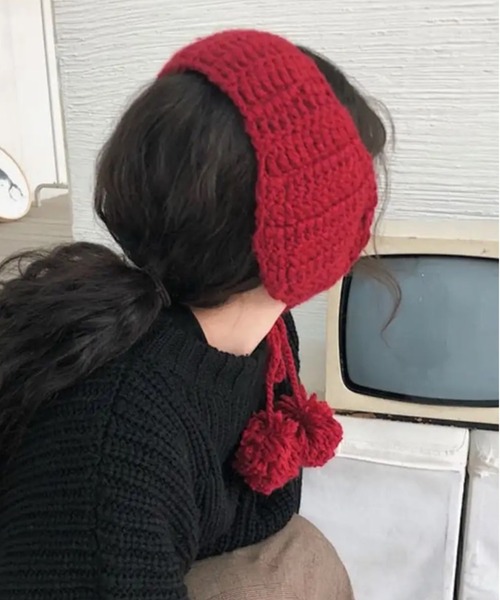 ammy.（エイミードット）の「【 ammy. / エイミードット 】 ポンポン ニット イヤーマフ（イヤーマフ・レディース・ベージュ/グレー/ブラック/アイボリー/レッド/テラコッタ・FREE）」の6枚目の写真