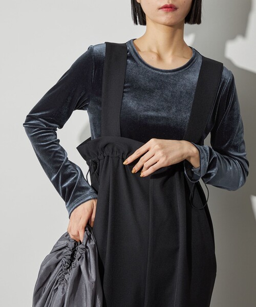 CITEN（シテン）の「＜CITEN＞ベロアコンパクトロンT（Tシャツ/カットソー・レディース・ライトブルー/オフホワイト/ブラック・FREE）」の3枚目の写真