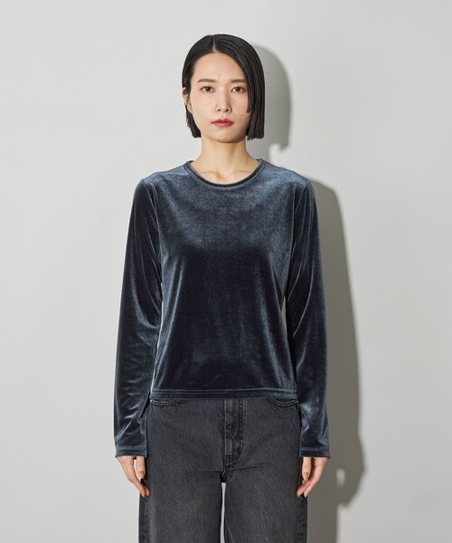 CITEN（シテン）の「＜CITEN＞ベロアコンパクトロンT（Tシャツ/カットソー・レディース・ライトブルー/オフホワイト/ブラック・FREE）」の12枚目の写真