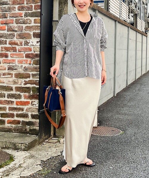 NOLLEY’S Sophi（ノーリーズソフィ）の「タンブラーストライプ3WAYシャツ（シャツ/ブラウス・レディース・ブルー系その他7/グリーン系その他3/ブラウン系その他3・38）」の13枚目の写真
