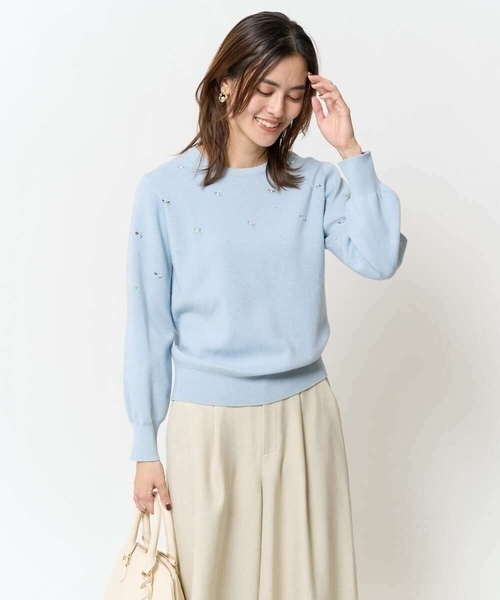 a.v.v(アーヴェヴェ)の「キラキラビジューニット(ニット/セーター・レディース・ネイビー/ダークインディゴブルー・36/34/38/42/40)」の3枚目の写真