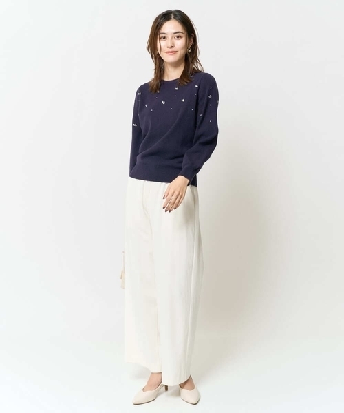 a.v.v(アーヴェヴェ)の「キラキラビジューニット(ニット/セーター・レディース・ネイビー/ダークインディゴブルー・36/34/38/42/40)」の12枚目の写真