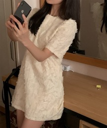 フェザー半袖ミニワンピース