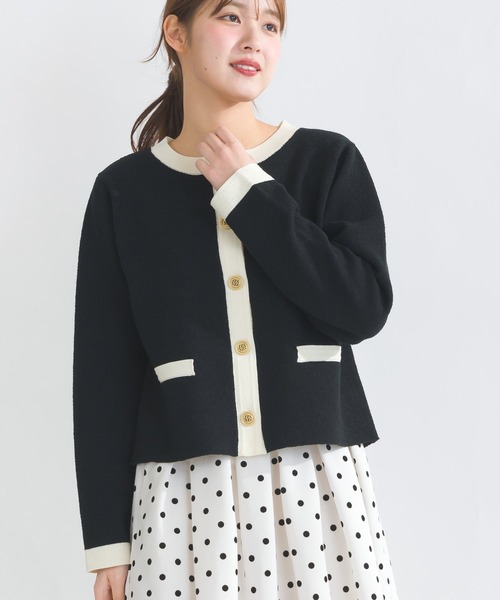 PICCIN(ピッチン)の「【WEB限定】ジャケット風バイカラーカーディガン(カーディガン/ボレロ・レディース・ブラック/オフホワイト・M/L)」の7枚目の写真