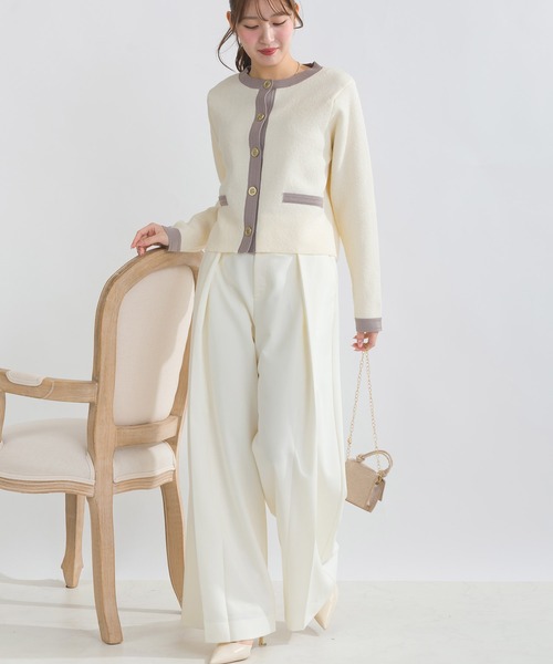 PICCIN(ピッチン)の「【WEB限定】ジャケット風バイカラーカーディガン(カーディガン/ボレロ・レディース・ブラック/オフホワイト・M/L)」の4枚目の写真