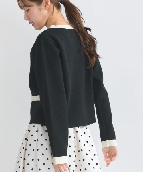 PICCIN(ピッチン)の「【WEB限定】ジャケット風バイカラーカーディガン(カーディガン/ボレロ・レディース・ブラック/オフホワイト・M/L)」の9枚目の写真