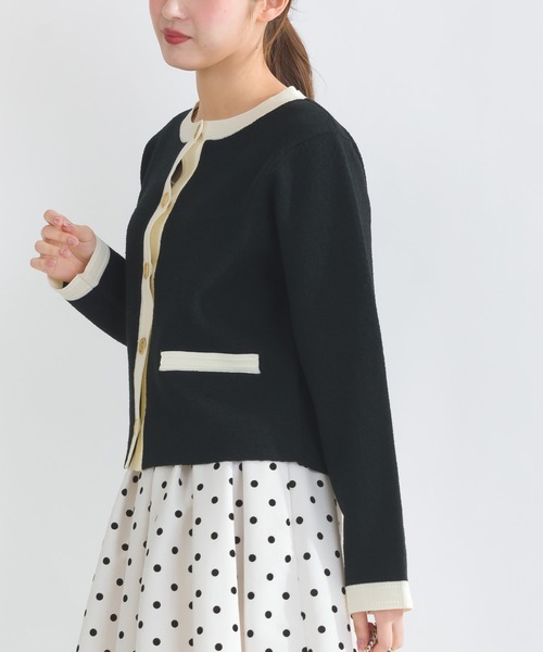 PICCIN(ピッチン)の「【WEB限定】ジャケット風バイカラーカーディガン(カーディガン/ボレロ・レディース・ブラック/オフホワイト・M/L)」の8枚目の写真